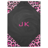 Monogramm-Leopard-Schwarz-und Pink-Druck Klemmbrett (Rückseite)