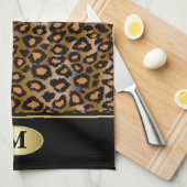 Monogramm-Leopard-Tierdruck Geschirrtuch (Viertel Falte)