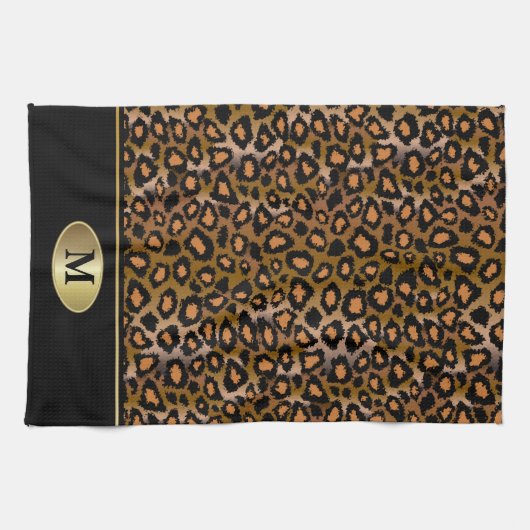 Monogramm-Leopard-Tierdruck Geschirrtuch (Horizontal)