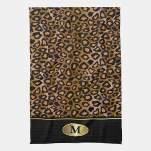 Monogramm-Leopard-Tierdruck Geschirrtuch
