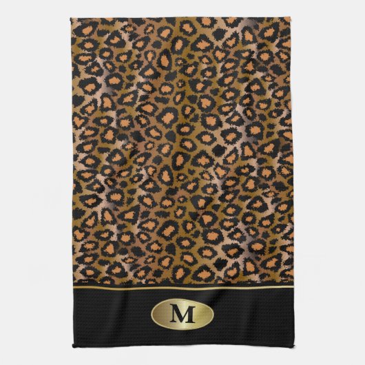 Monogramm-Leopard-Tierdruck Geschirrtuch (Vertikal)