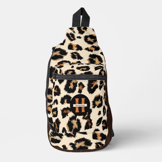 Monogramm Leopard-Tierhautmuster Crossbody Bag (Vorderseite)