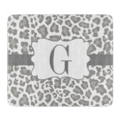 Monogramm-Leopard-weißes und graues Schneidebrett (Vorderseite)
