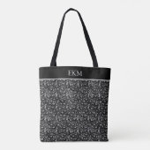 Monogramm Leoparden-Tierdruck Schwarz Silber Grau Tasche (Rückseite)