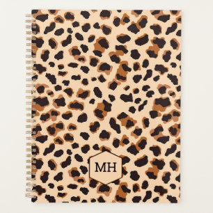Monogramm Leopardendruck Braun Schwarz Tierisch Wö Planer