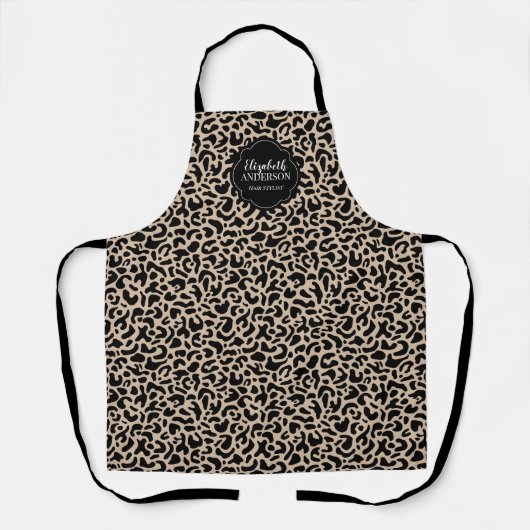 Monogramm-Leopardenmuster-Friseur-Schürze Schürze (Vorderseite)