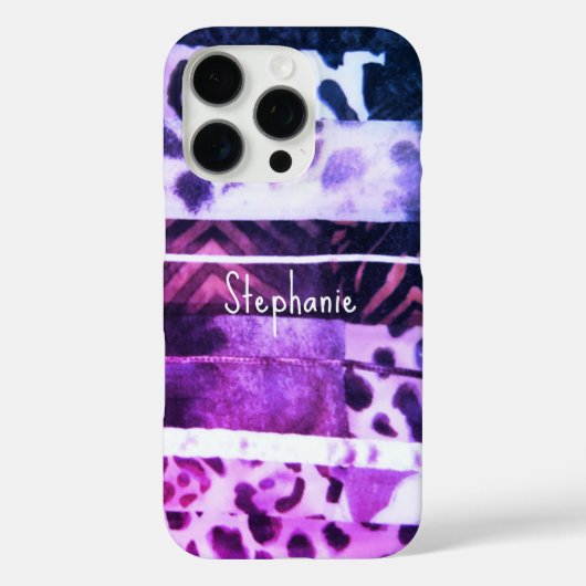 Monogramm Leopardenpinsel lila Case-Mate iPhone Hülle (Rückseite)