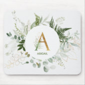 Monogramm Letter A Fern & Succulous Mouse Pad Mousepad (Vorne)