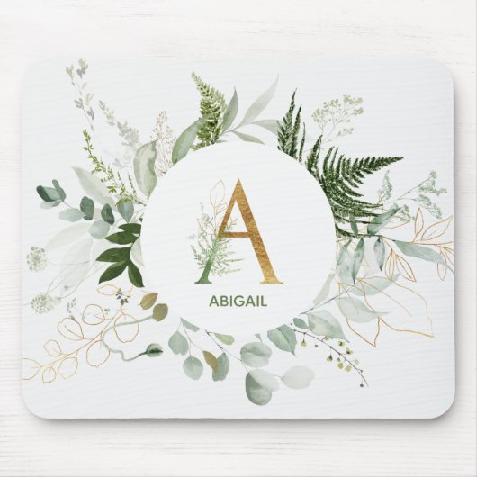 Monogramm Letter A Fern & Succulous Mouse Pad Mousepad (Vorne)