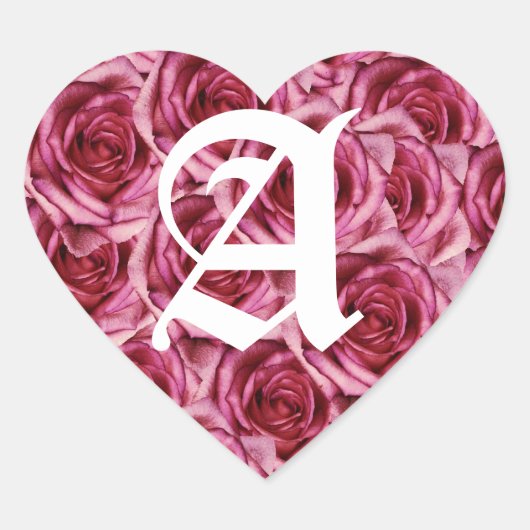 Monogramm Letter A Pink Roses Aufkleber (Vorderseite)