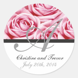 Monogramm Letter A Pink Roses Aufkleber