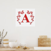 Monogramm Letter A - Rote Blätter Poster (Küche)