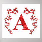 Monogramm Letter A - Rote Blätter Poster (Vorne)
