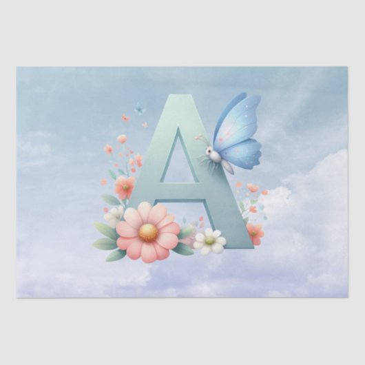 Monogramm Letter A Tissue Paper Seidenpapier (Vorderseite)