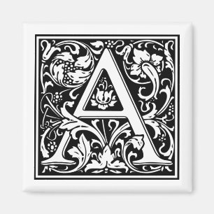 Monogramm Letter A William Morris Style Magnet
