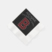 Monogramm Letter B - Büffel kariert schwarz Serviette (Ecke)