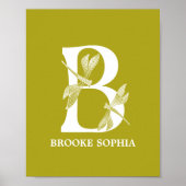 Monogramm-Letter-B-Dragonfly-Kinderzimmer Poster (Vorne)