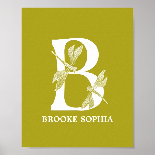 Monogramm-Letter-B-Dragonfly-Kinderzimmer Poster (Vorne)