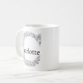 Monogramm Letter B Floral Botanisch Schwarz-weiß Kaffeetasse (Vorderseite Links)