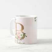 Monogramm Letter B Tasse für Blumenkaffee (Vorderseite Links)