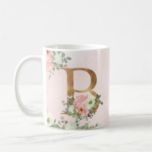 Monogramm Letter B Tasse für Blumenkaffee