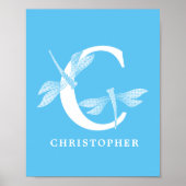 Monogramm-Letter-C-Dragonfly-Kinderzimmer Poster (Vorne)