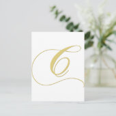 Monogramm Letter C Golden Single Postkarte (Stehend Vorderseite)