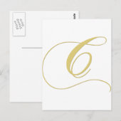 Monogramm Letter C Golden Single Postkarte (Vorne/Hinten)