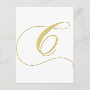 Monogramm Letter C Golden Single Postkarte