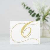Monogramm Letter C Golden Single Postkarte (Stehend Vorderseite)