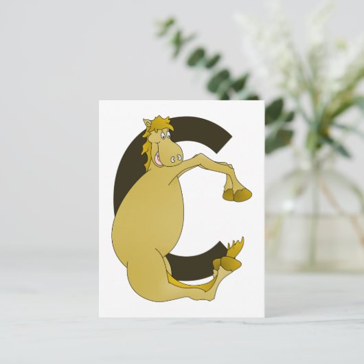 Monogramm Letter C Pony Postkarte (Stehend Vorderseite)