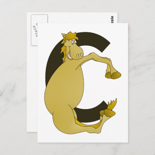 Monogramm Letter C Pony Postkarte (Vorne/Hinten)