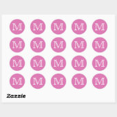 Monogramm Letter Chic Pink Runder Aufkleber (Blatt)
