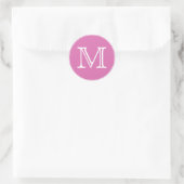 Monogramm Letter Chic Pink Runder Aufkleber (Tasche)