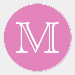 Monogramm Letter Chic Pink Runder Aufkleber