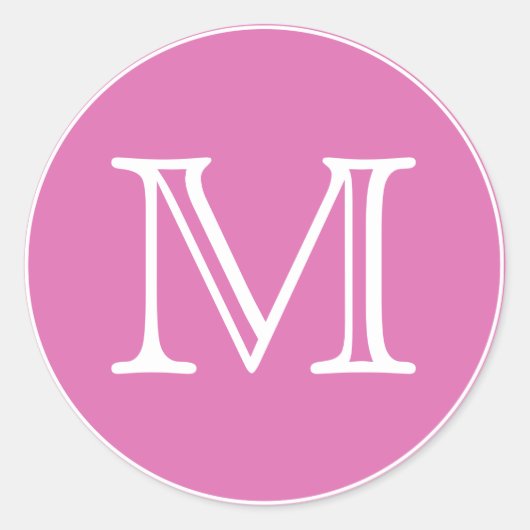 Monogramm Letter Chic Pink Runder Aufkleber (Vorderseite)