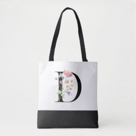 Monogramm-Letter D der personalisierten Wildblume Tasche
