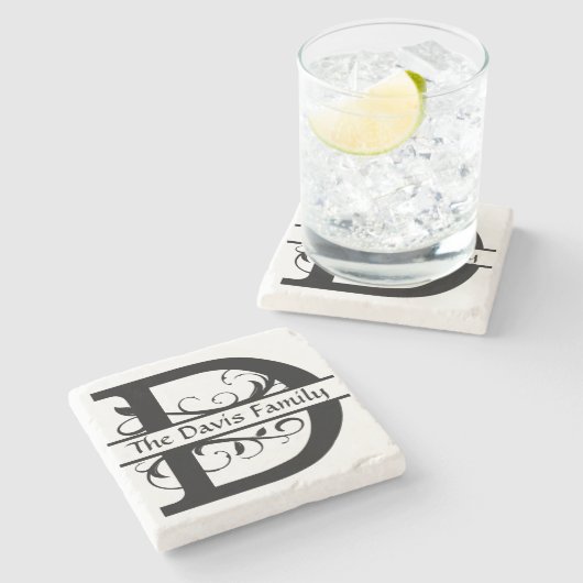 Monogramm Letter D Personalisiert Stone Untersetze Steinuntersetzer (Seitenansicht)