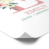 Monogramm Letter E Pink Kinderzimmer Poster (Ecke)