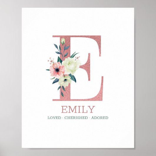 Monogramm Letter E Pink Kinderzimmer Poster (Vorne)