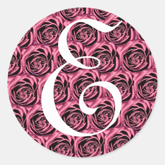Monogramm Letter E Pink Roses Aufkleber (Vorderseite)