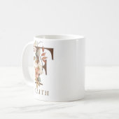 Monogramm Letter F Rustikale Floral Kaffeetasse (Vorderseite Links)
