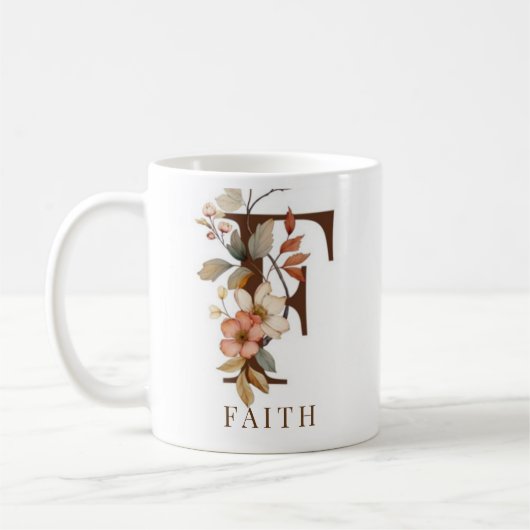 Monogramm Letter F Rustikale Floral Kaffeetasse (Links)