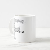 Monogramm Letter F Schwarz-weiße botanische Blüte Kaffeetasse (Vorderseite Links)