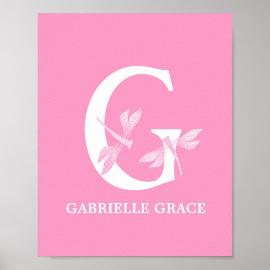 Monogramm-Letter-G-Dragonfly-Girl-Room Poster (Vorne)