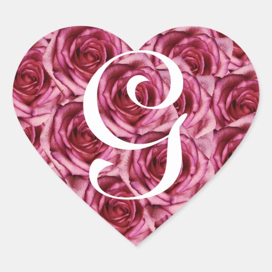 Monogramm Letter G Pink Roses Aufkleber (Vorderseite)