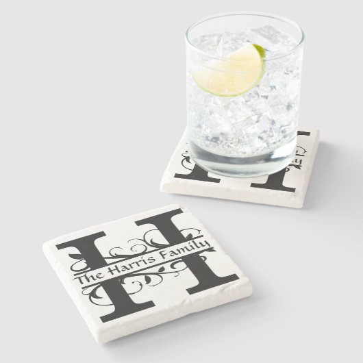 Monogramm Letter H Personalisiert Stone Untersetze Steinuntersetzer (Seitenansicht)