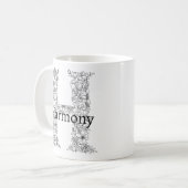 Monogramm Letter M Schwarz-weiß floral Botanisch Kaffeetasse (Vorderseite Links)