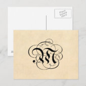 Monogramm Letter M Vintages Pergament Postkarte (Vorne/Hinten)