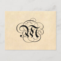 Monogramm Letter M Vintages Pergament